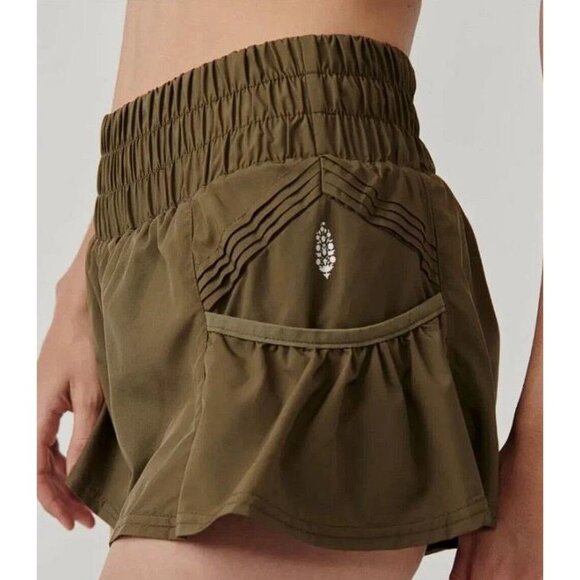 FP MOVEMENT BY FREE PEOPLE Women's Get Your Flirt On Shorts Size S In Dark Olive - Picture 3 of 6